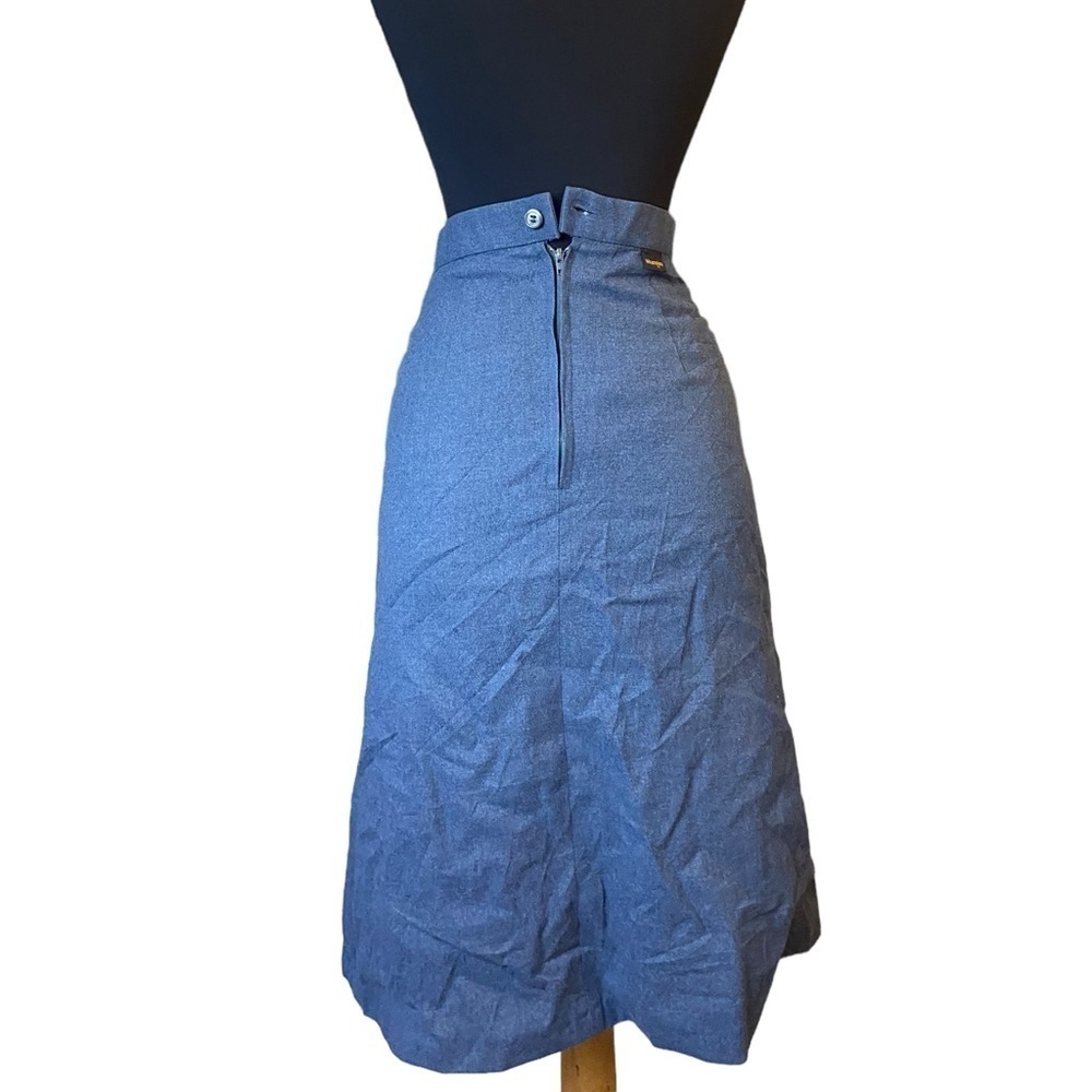 Vintage Wrangler Blue Grey Wool Pleated Skirt - Picture 10 of 14